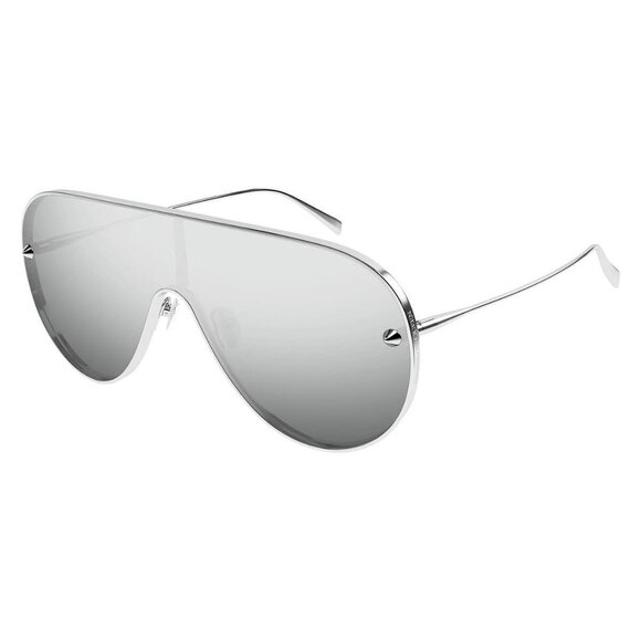 Alexander McQueen Accessories - New Authentic  ALEXANDER MCQUEEN Silver Shield AM0481S 004 Sunglasses Women